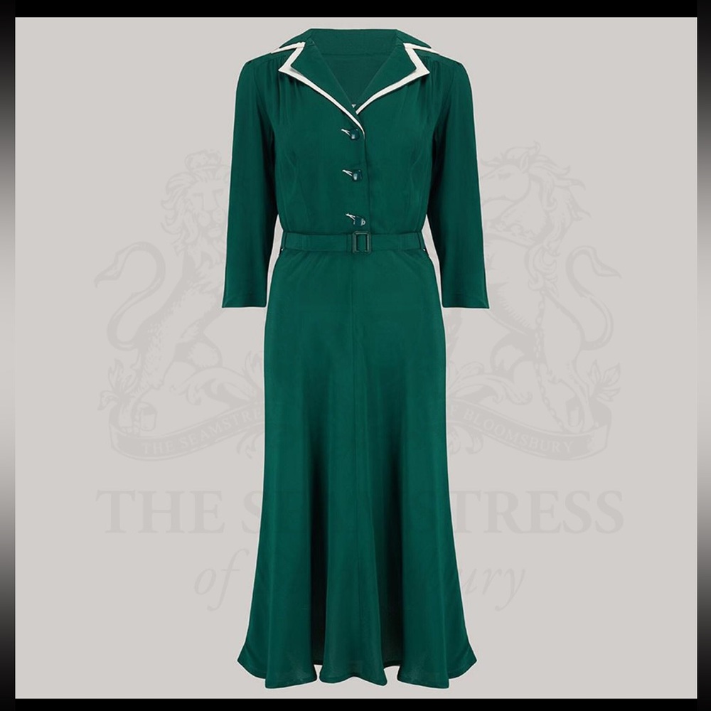 The Seamstress of Bloomsbury Authentic 1940's Style Green Dress